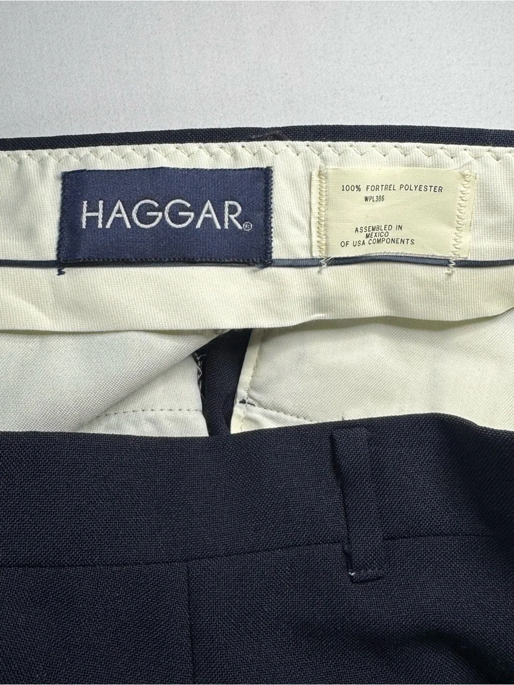 Haggar Men's Pleated Front Dress Pants Navy Classic Fit Straight Leg 38x34